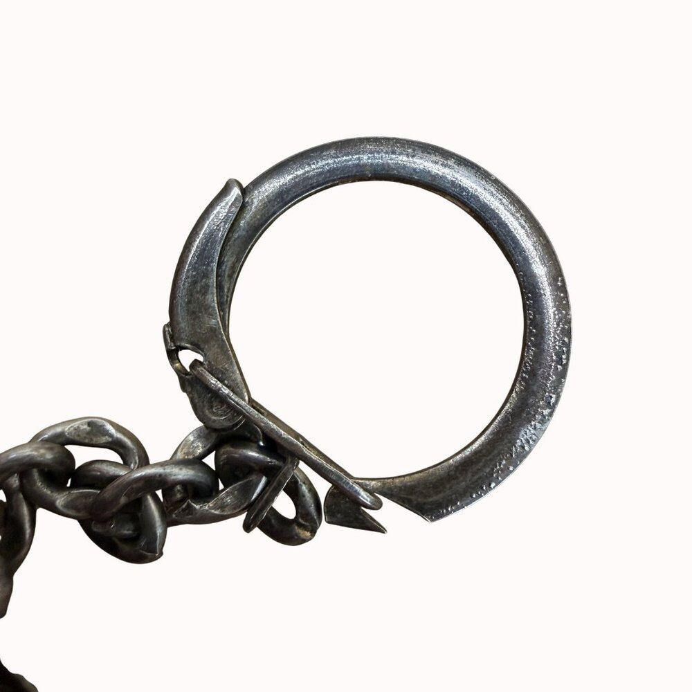 Antique Silver Mesh Chatelaine Coin Purse Keychain - image 6